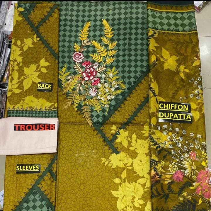 Ladies Unstiched Suit ( Lime Light )