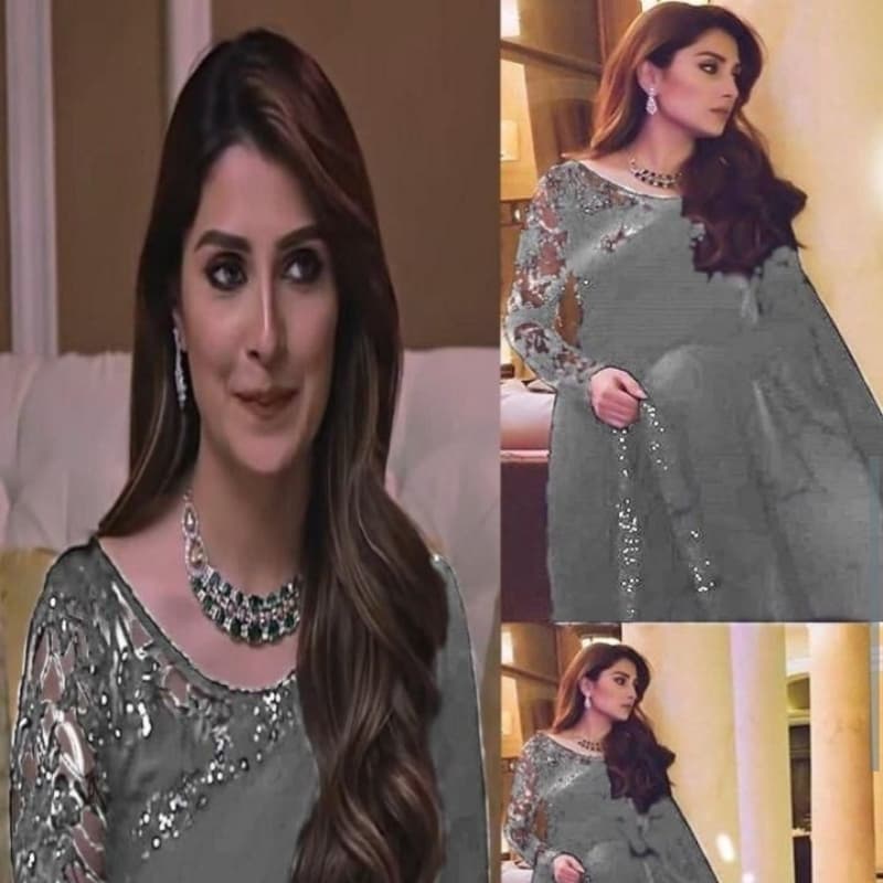 AYEIZA KHAN Embroidered Chiffon Saree  *# MerePassTumHo#*