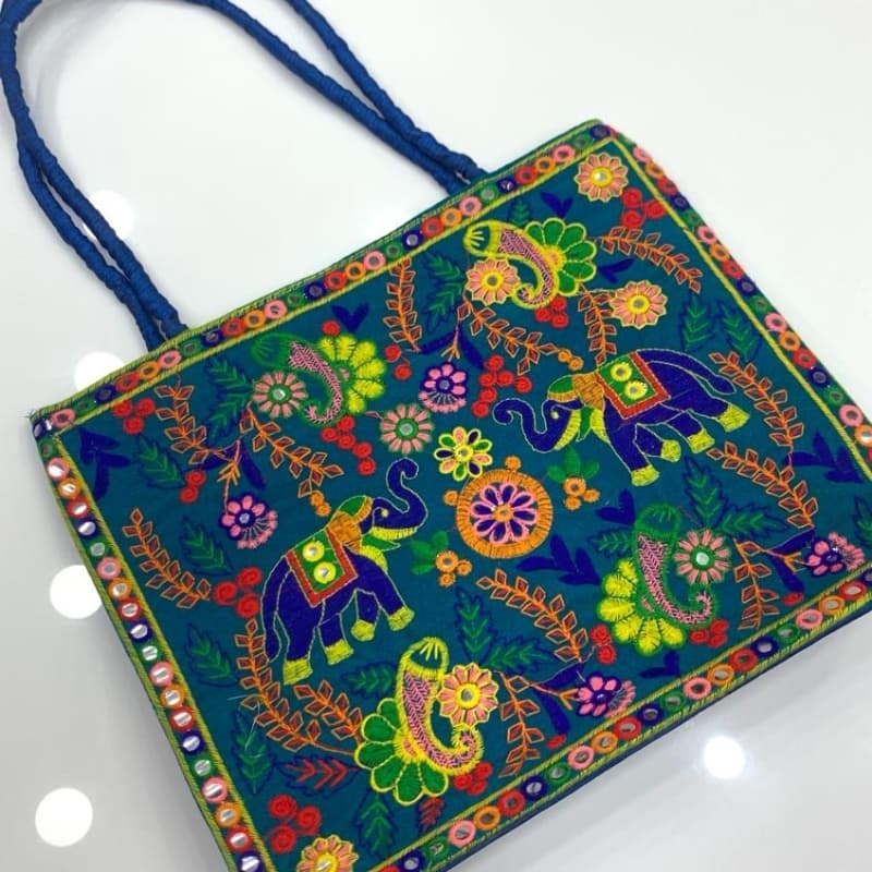 Handmade bag with colourful embroidered
