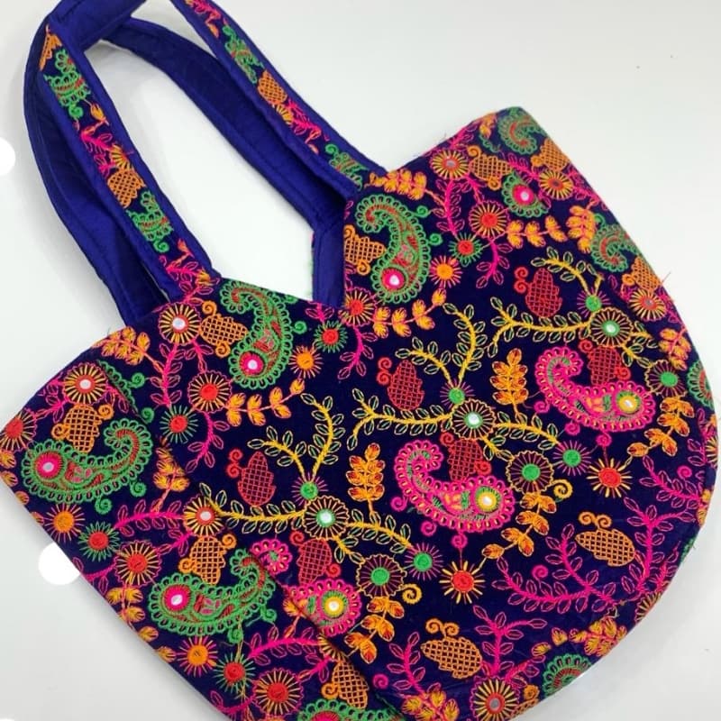 Handmade bag with colourful embroidered