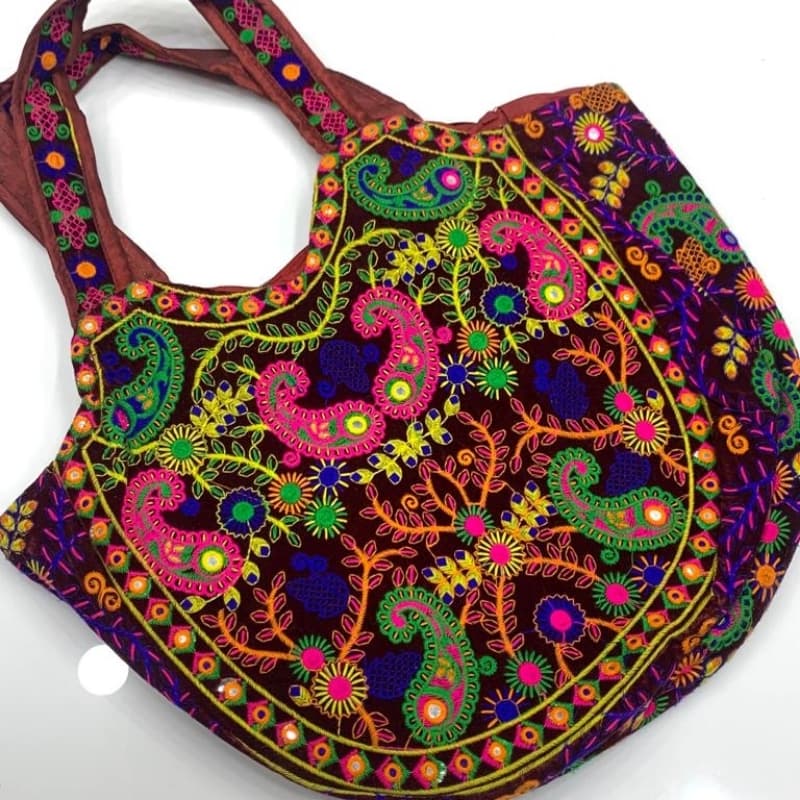 Handmade bag with colourful embroidered