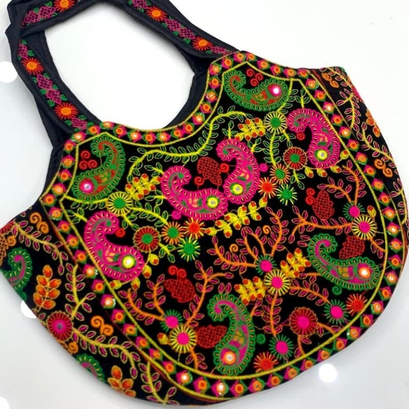 Handmade bag with colourful embroidered