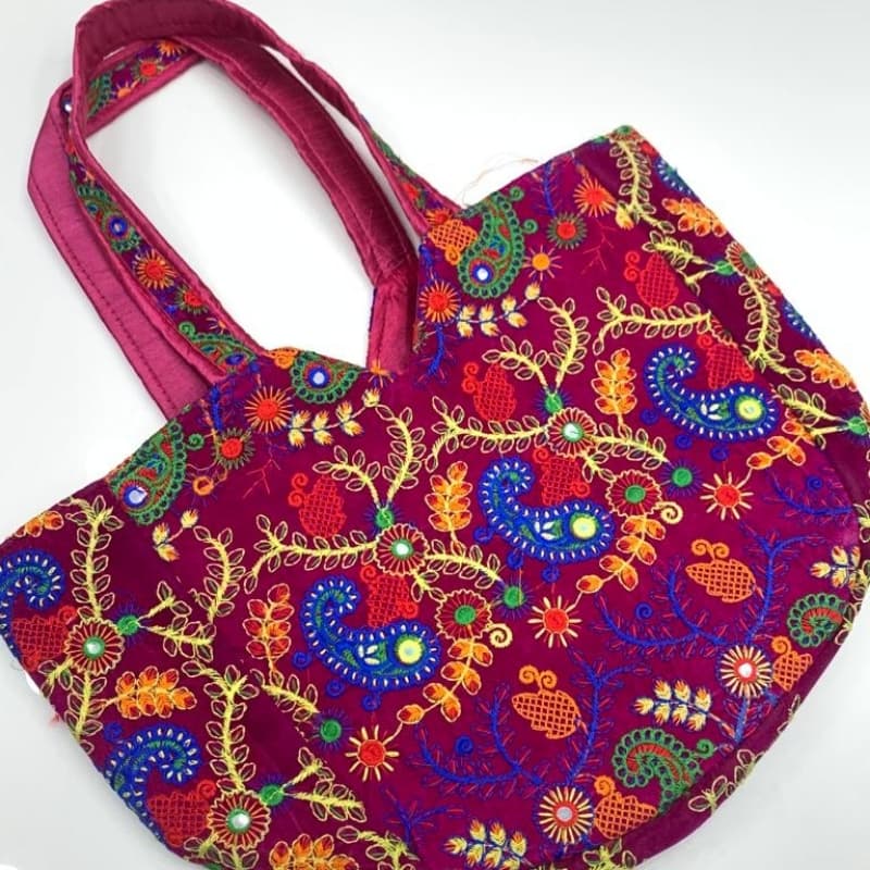 Handmade bag with colourful embroidered