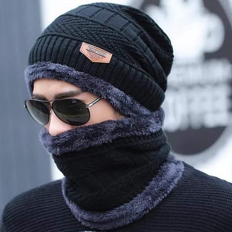 Beanie Wool Cap With Neck Warmer. Full Set-2 Pieces