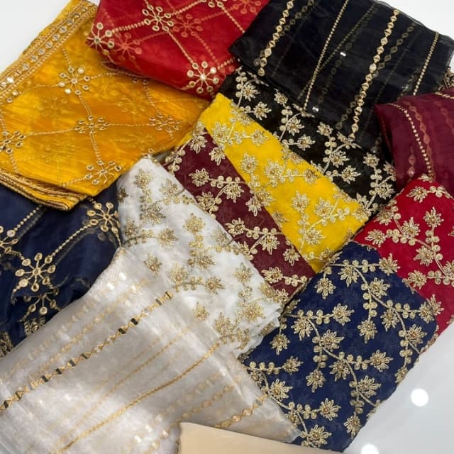 krinkal chaifoon embroidered with beeds