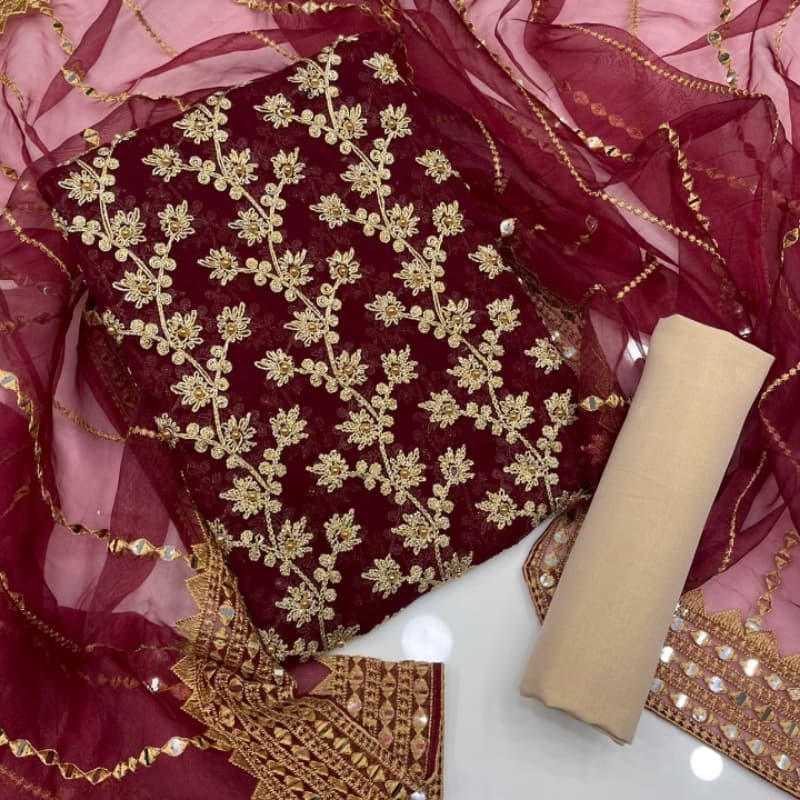 krinkal chaifoon embroidered with beeds