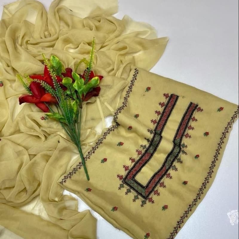 Bamber chiffon  Soft kerinkl   Crosstiched handmade