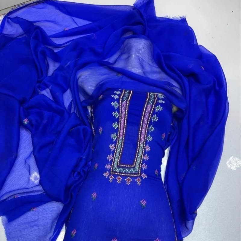 Bamber chiffon  Soft kerinkl   Crosstiched handmade