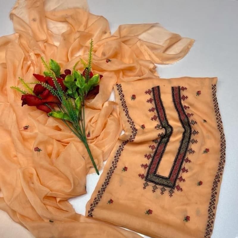 Bamber chiffon  Soft kerinkl   Crosstiched handmade