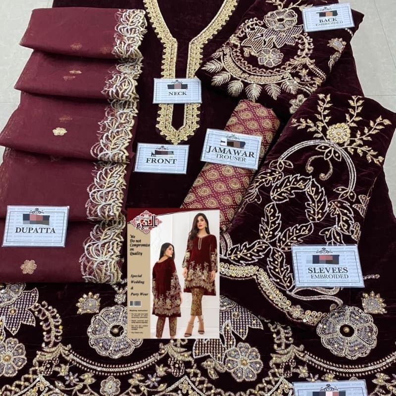 TEENA DURANI*  *FABRIC* (SHIRT).....VELVET (DUPATTA)....NET (TROUSER)....JA